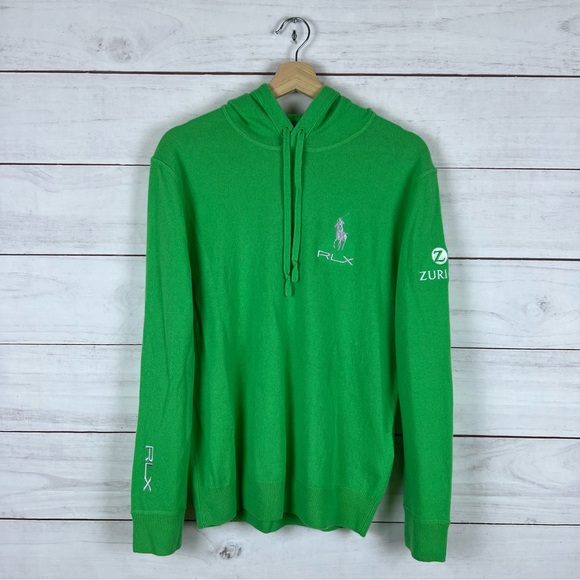 RLX Ralph Lauren Zurich Netjets Golf Cashmere Hooded Sweater Small
